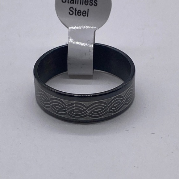 Stainless Steel Unisex Ring Black Sliver - Picture 5 of 9